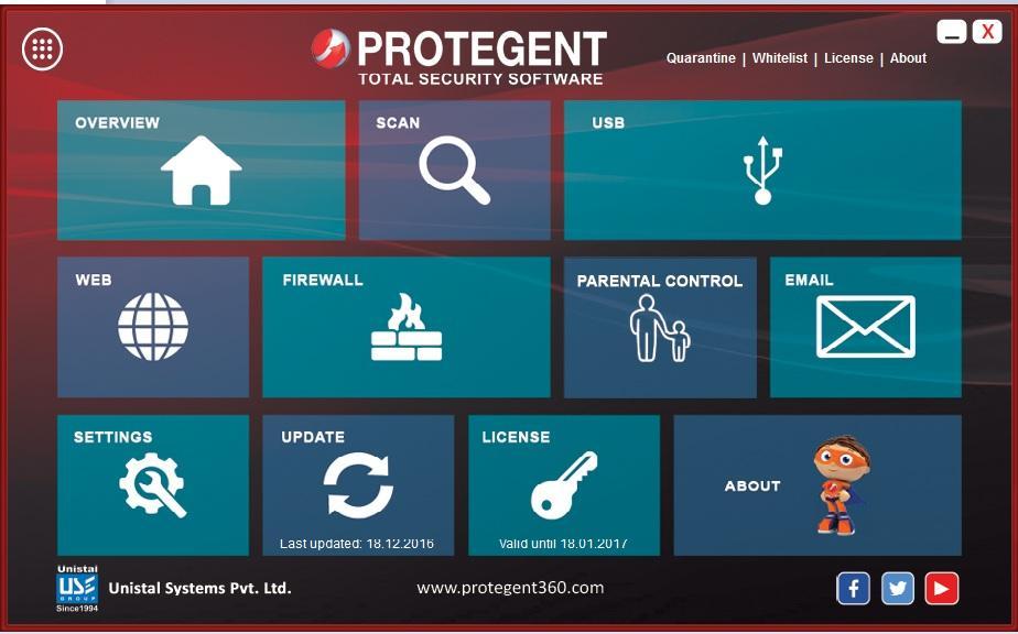 WORKING WITH PROTEGENT TOTAL SECURITY After installation, a Protegent Total Security shortcut icon will appear in