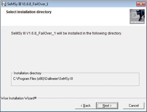 The dialog for selecting the installation directory is displayed. The installation directory can not be changed. Fig.