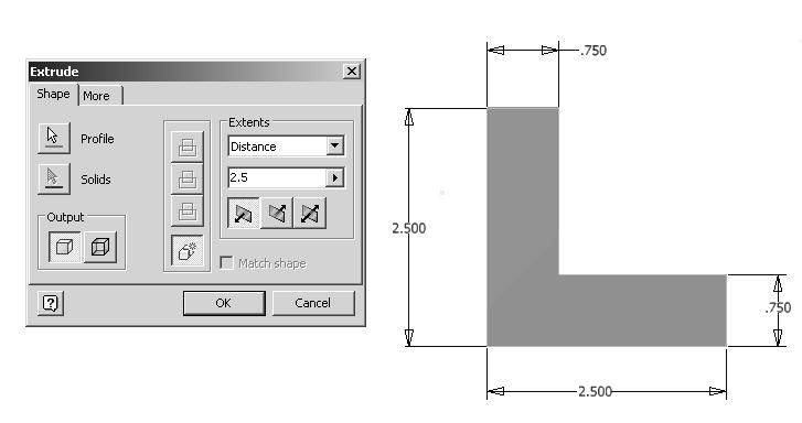 Parametric Modeling Fundamentals 2-13 2. In the Extrude popup window, enter 2.5 as the extrusion distance. Notice that the sketch region is automatically selected as the extrusion profile. 2. Enter 2.