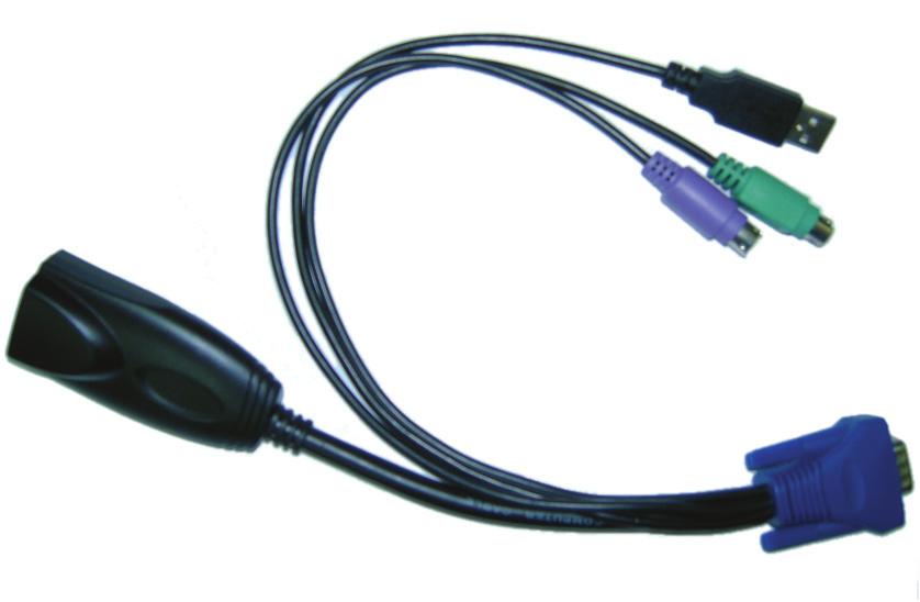 Figure : Custom Combo 4-in-1 CAT5 dongle (DS-19202) You can connect CAT5 8-PORT/16-PORT KVM to computers via three methods shown below: A.