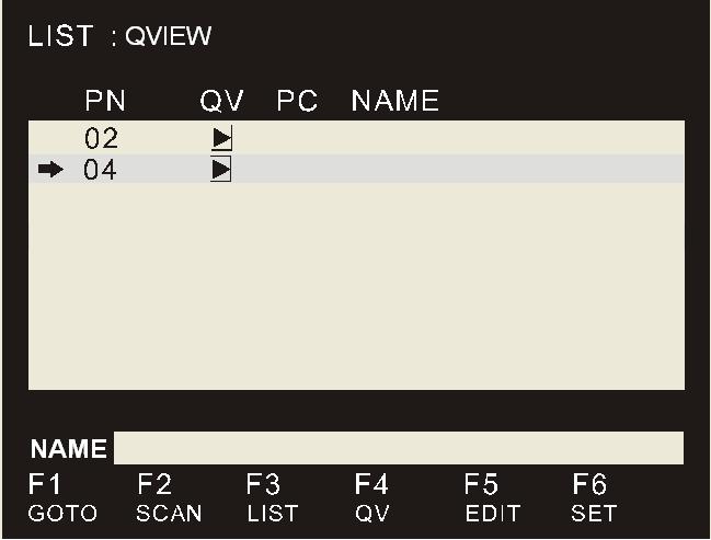 3.3.4 QV (Quick View) 8-/16-port Combo LCD KVM Switch QV function can select port as Quick View. Move the highlight bar to a port and press [F4] to enable an icon of up triangle to appear.