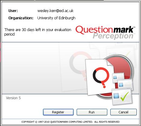Step 2: Running Authoring Manager for the first time Once the install program has finished, you can run Authoring Manager by selecting Start All Programs Questionmark Authoring Manager 5.