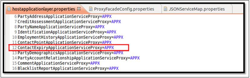 To configure, follow these steps: 1. Configure APPX layer as the service layer for Contact Expiry service. 2. Open properties/hostapplicationlayer.