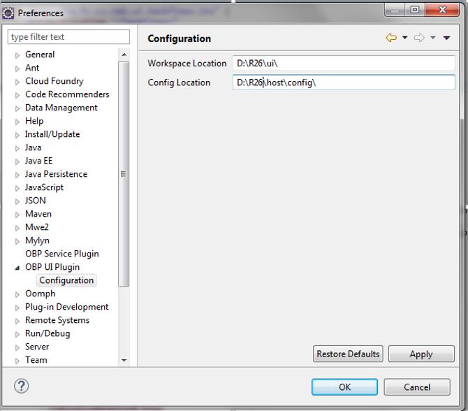 7.3 Using the Generator Figure 7 1 Preferences screen 7.3 Using the Generator Instructions on how to Create Widget Configuration 1. Start eclipse and create new file with extension.