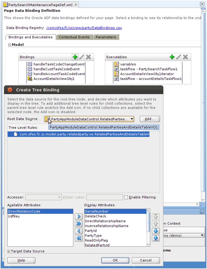 6.7 Customization Layer Use Cases Figure 6 19 Adding View Object Binding to Page Definition - Update Root Data Source 5.