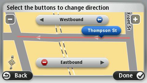 Tap this button to block or unblock a street. You can block or unblock the street in one or both directions.