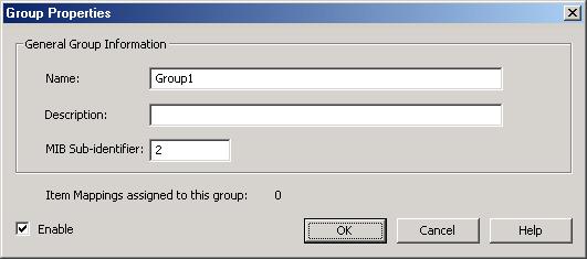 13 SNMP Agent Plug-In Creating a New Item Mapping Group For information on adding a new item mapping group, follow the instructions below. 1.