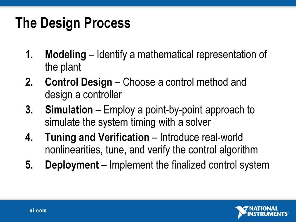 The controller can be optimized by fully understanding the plant. This understanding comes from analysis done in the LabVIEW Control Design Toolkit.