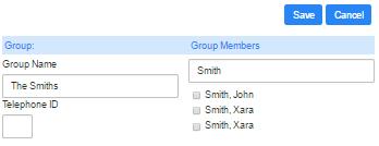 Figure 19: Adding a new group - entering details Enter a name for the group in the Group Name field. Enter an ID for the group in the Telephone ID field.