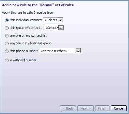 In order to define a new rule for Normal calls, select the click on the Normal call rule and click the Add New Rule button.