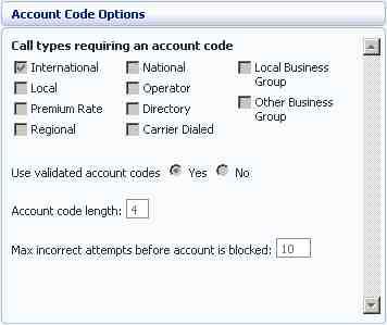 for the Account Code service.