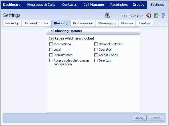 To block certain types of call, follow these steps: 1. Check the type of call you want to block. 2. Hit Apply. To unblock a type of call, follow these steps: 1.