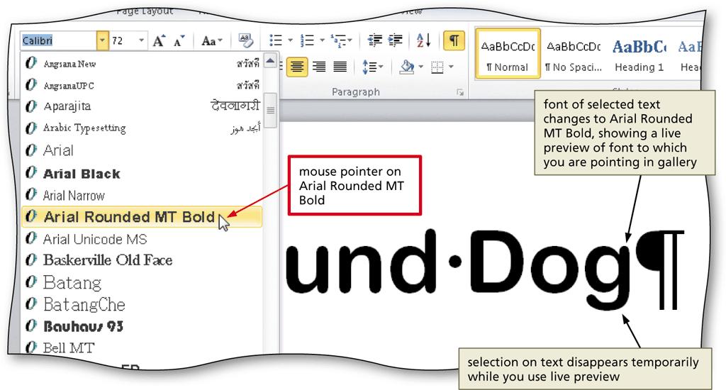 Changing the Font of Selected Text Creating,