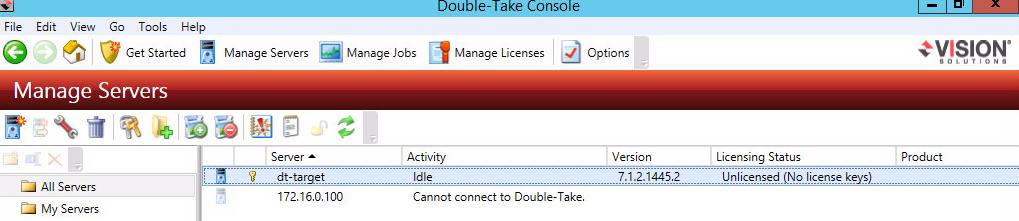 If the server added already has Double-Take installed, you will see the version, hostname and licensing status populated.