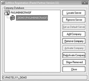 STEP Five: WORKING WITH COMPANIES When you have installed Pastel Partner Version 11, the system adds the demonstration company to the Open a Company screen automatically.