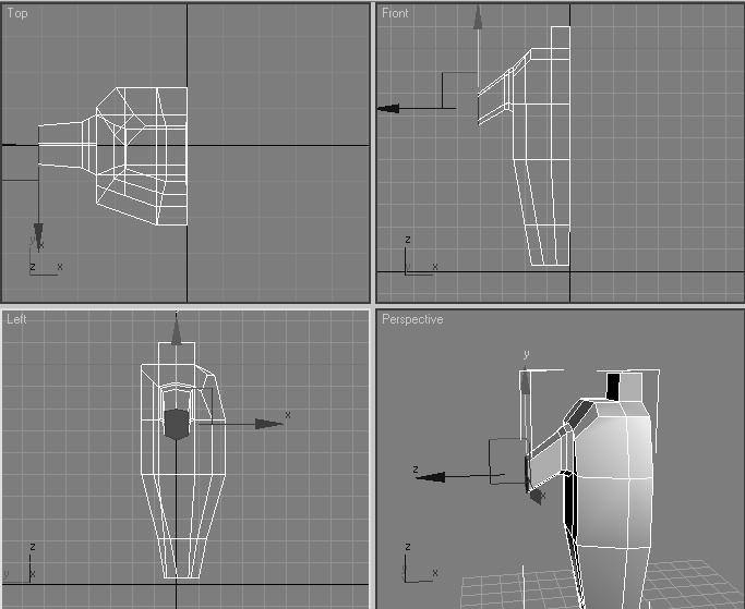 Modelling Organic Objects Move the end polygon down slightly as in the illustration Make a Bevel for the upper arm, make this height 20