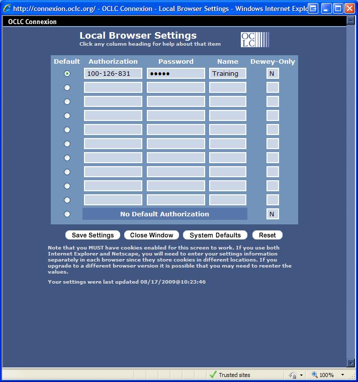 OCLC Local Holdings Maintenance Instructions 3 Setting Up Automatic Login Setting up automatic login allows you to quickly login to Connexion Browser.