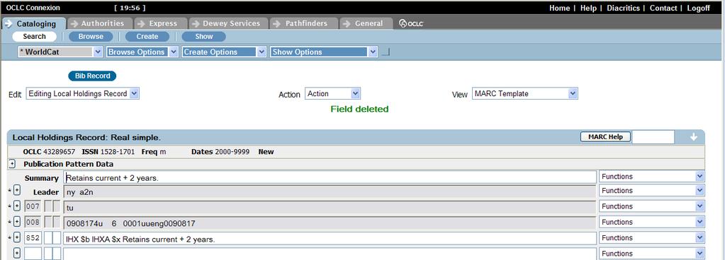 See the screen shot below. Access the Functions menu for both the 853 and the 863 fields. Select Delete Field for each.