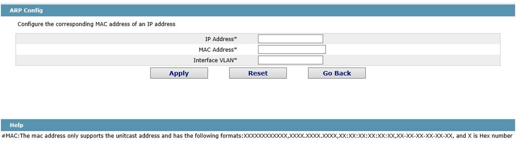 6 Static MAC Configuration Step 1 Click L2 Config > Static MAC Config in the navigation bar, and enter static MAC
