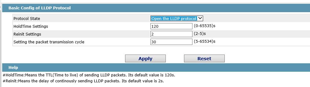 The HoldTime parameter refers to the ttl value of the packet that is transmitted by LLDP, whose default value is 120s.