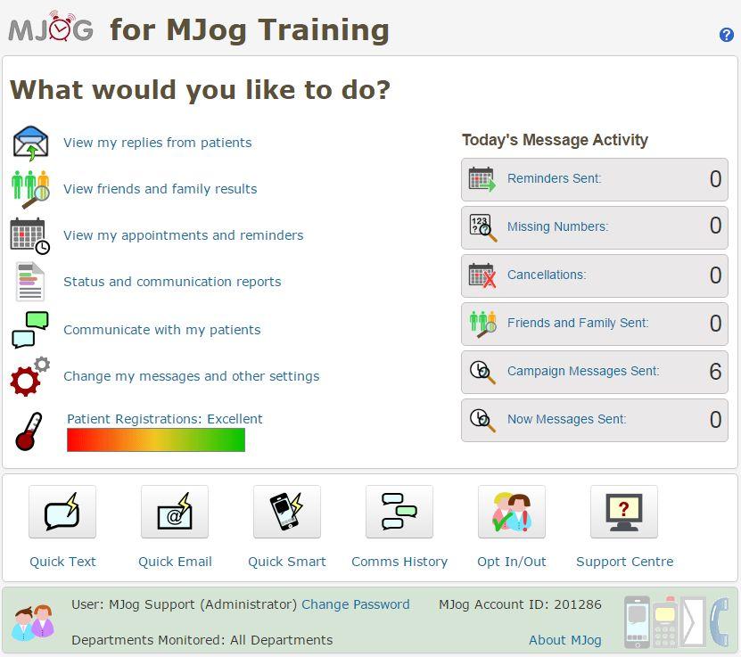 MJog Interface Available straight after the installation is complete, even if messages are not being sent Accessed via your web browser with support for multiple