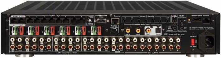 8 zones of audio with adjustable bass/treble/loudness/ balance with digital amplification providing 40W/channel to zones one through six, 8 source inputs with loop outputs and fixed or variable line