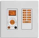 KP6 System Keypad In-wall Decora style single-gang keypad featuring amber backlit soft-touch buttons, 20 source name labels, source selection, plus IR pass-through and confirmation.