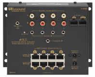 Russound Resource Guide 2017-2018: Simple Multi-zone: A-BUS 25 Simple A-BUS Systems A-H484 4 Source/4 Zone Surface Mount Hub 4 pairs of gold plated audio RCA jacks, 4 routed IR emitter jacks, common