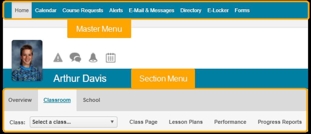 7.1 Customize Navigation Menus in Student Portals You can customize what appears on the Master and Section menus in student portals by following these steps: 1.