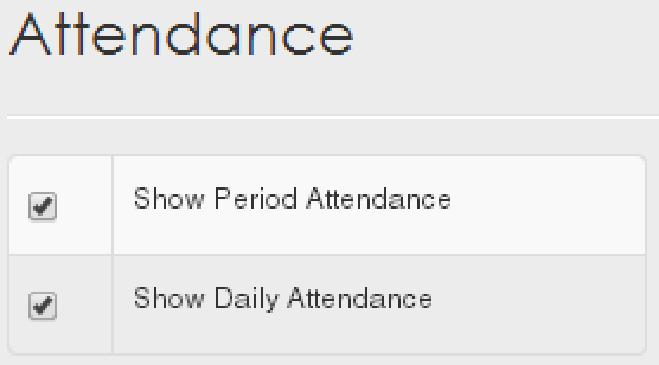 7.3 Choose Which Attendance to Show in Student Portals You can choose to show period and/or daily attendance in student portals by following these steps: 1. On the navigation bar, click Permissions.