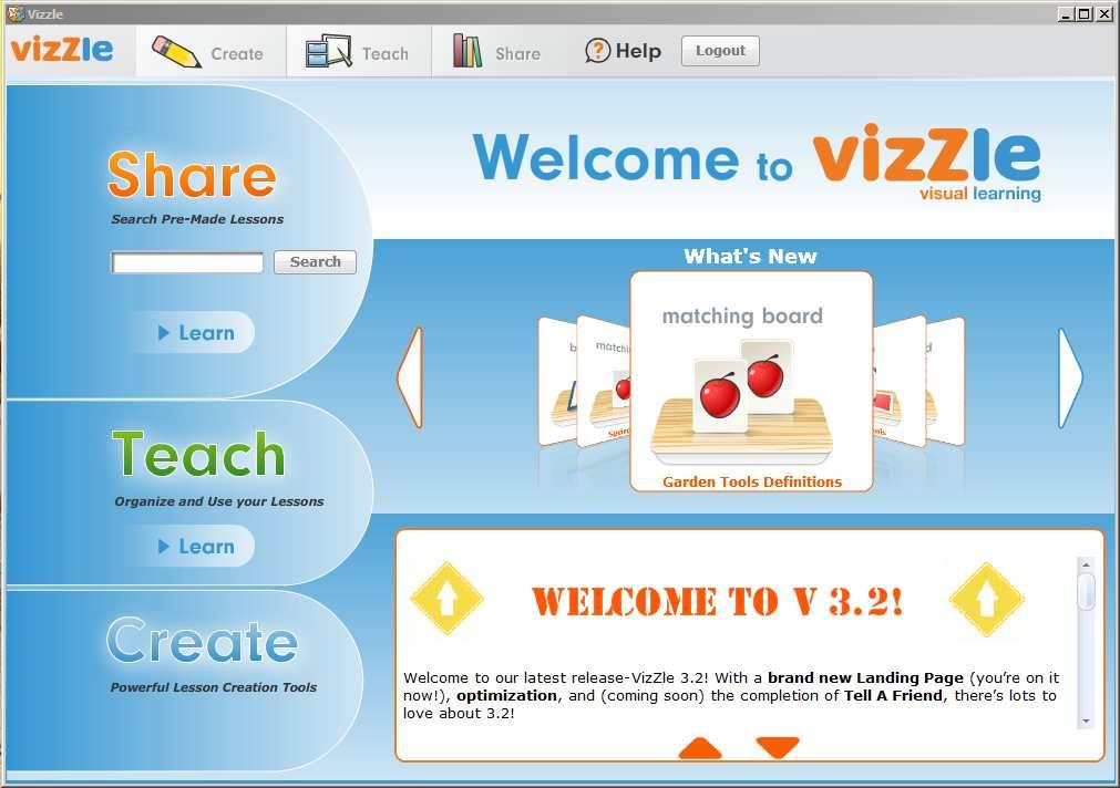 3 SECTION 2. Finding Your Way Around There are three main components in VizZle. After you login you will find yourself on the Landing Page.