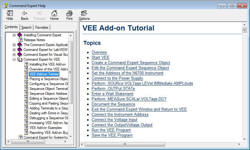 Where to Go Next An easy way to get started using Command Expert with VEE Pro is to browse through the example folders and select an example that is similar to your test and measurement application.