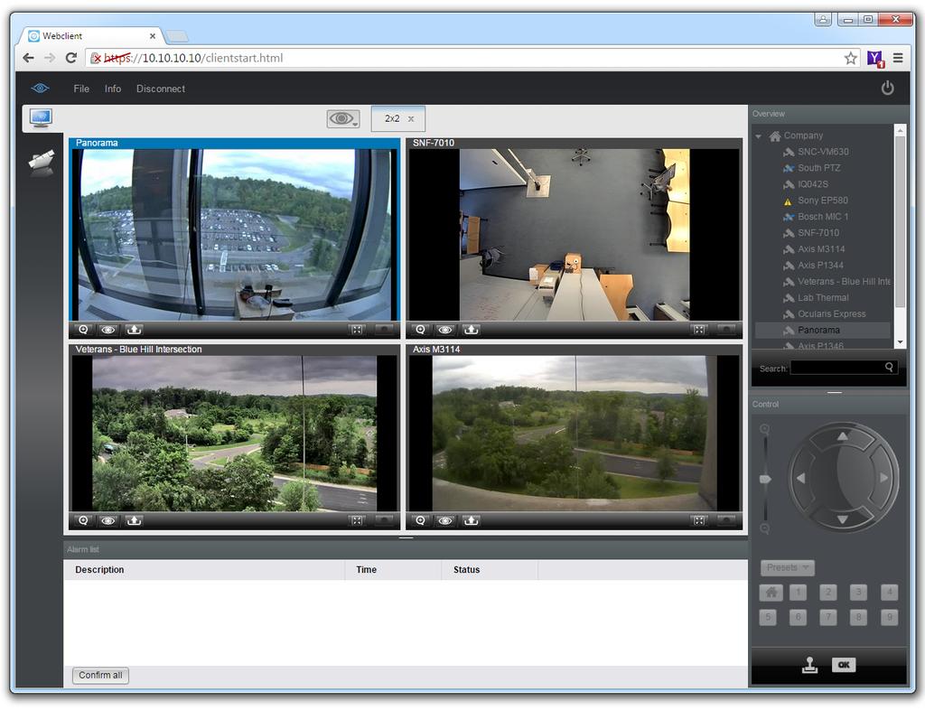 The Ocularis Recorder Web Client To view live video 1. Select a layout from the Layer icon (4). 2.