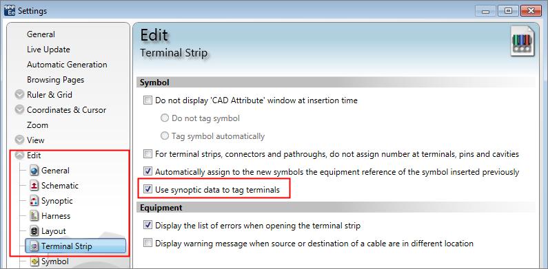 Action: MANUAL INSERTION OF LINKS AND CABLES Before inserting the links and the cables in your sheet, please set the following settings: Click Options Settings.