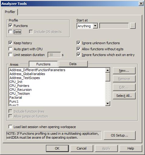 Profiler configuration settings Check the Keep history option when Code Execution view is required during the results analysis.