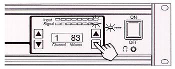 Use the Input Volume Select buttons to adjust the input volume level (right side of display).