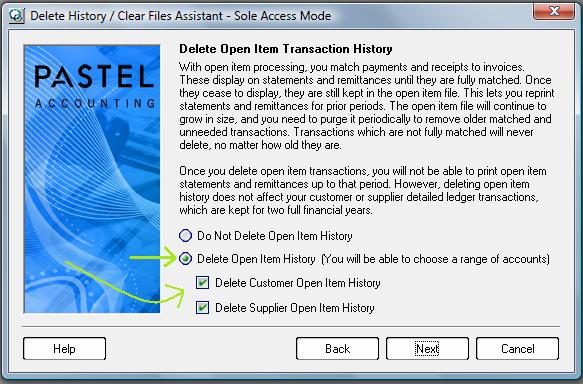 If you are deleting history, and if you use the Serial Number Tracking add-on module, you can choose whether to delete serial number history for items that are no longer in stock.