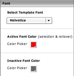 To select your Font typeface, choose from the drop down menu of fonts. The font size automatically defaults to the best fit for your site.