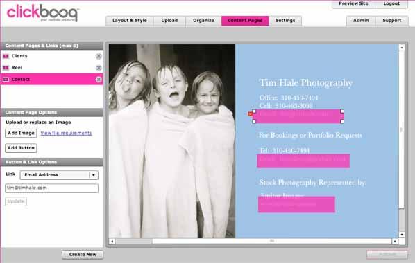 CREATE content pages Content Pages are simply images, just like the ones in your portfolios. This means you will create them yourself using an image editor, like Photoshop.