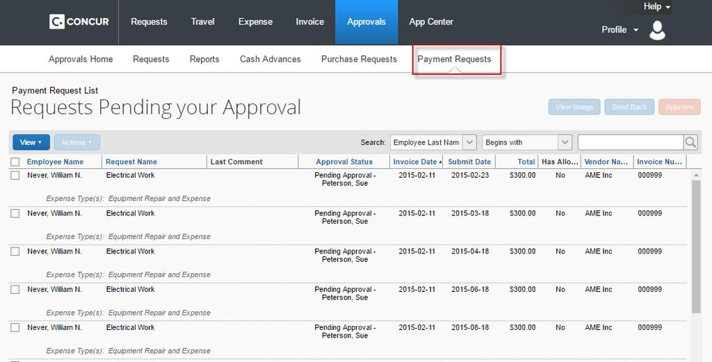 Approvals with Concur Desktop Approving a Payment Request As an Invoice approver, you can review a request sent to you, and then: Approve the payment request.