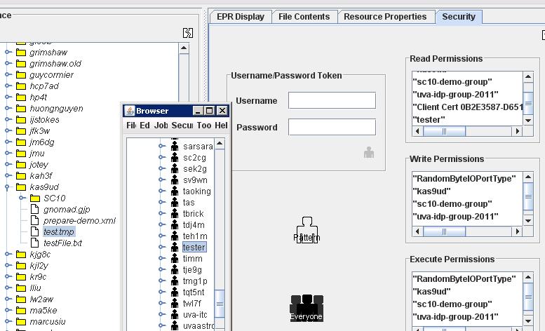 GUI Grid Client: Edit Access Control Select credential to be added Add specific user by browsing to user identity under /users Add everyone by selecting