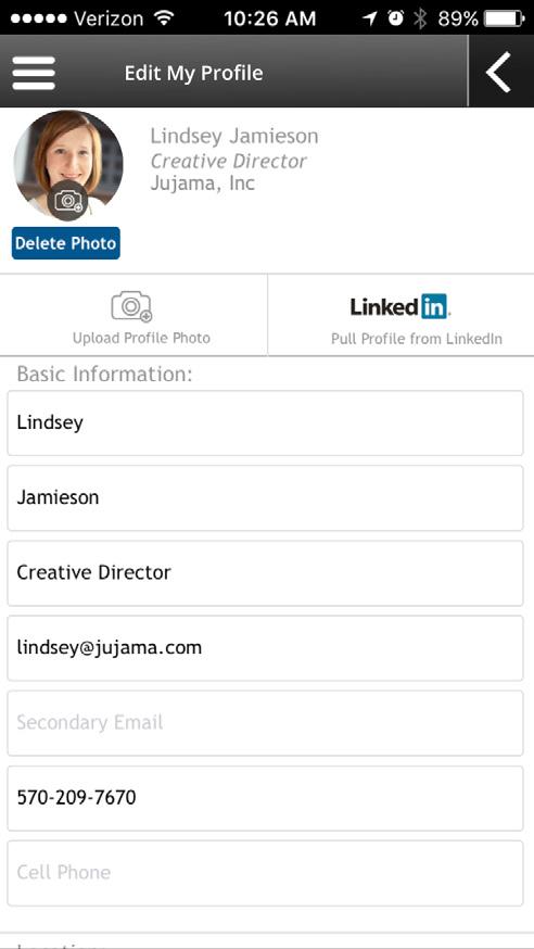 Editing Your Profile To view and make changes to your profile, click the edit icon on the right side of the dashboard.