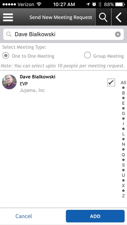 SETTING UP A MEETING To arrange a meeting, click on the meetings tab from the home screen. Click Send Request.