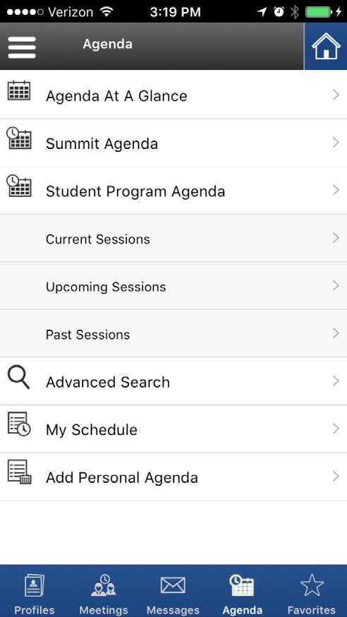 BROWSING THE AGENDA The full event agenda can be found within the app or on the web portal.
