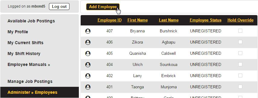 In this next area, you will see a form where you will need to input the employee s informa on.