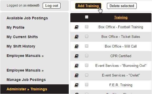 Your new training addi on can now been seen on the Administer > Trainings page. Edi ng a Training From the menu, hover over Administer and click Trainings.