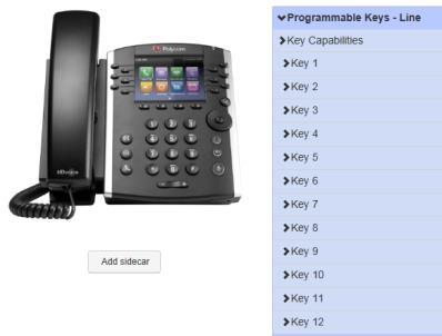 6 Polycom VVX 400 Series: Key 1 telephone Key 7 Key 2 display Key 8 Key 3 Key 9 Key 4 Key 10 Key 5 Key 11 Key 6 Key 12 Polycom VVX 500 Series: 1-4 keys