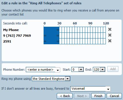 , Ring All Telephones) Click [OK] Click [Add New Rule] When I receive a call from: select the  Click [Next] When I receive a call from: select ring more than one phone at the same time or in sequence