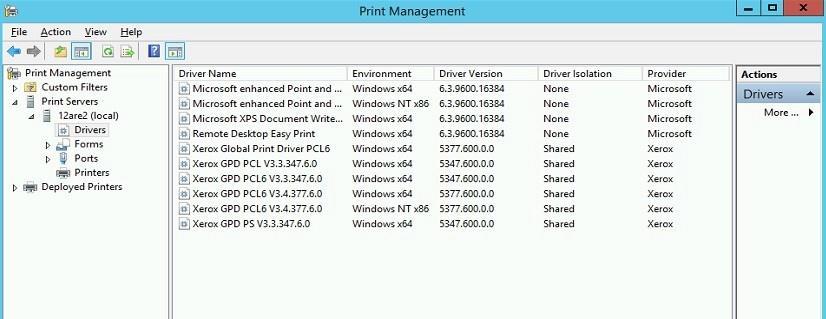 Print Driver Installation 1. Within Windows Server, select Start then Print Management. If Print Management is not listed then search for the application. 2. Open the Print Management console. 3.