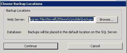 5. Specify a backup location for the Web server. Accept the default or browse to select another location. 6.